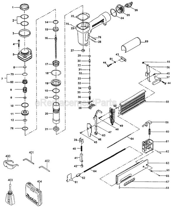 Makita AF503 Brad Nailer Page A Diagram
