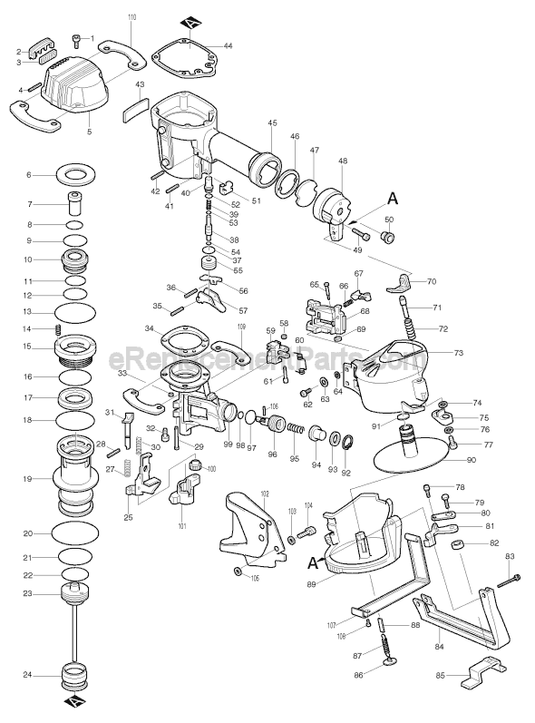 Makita AN451 Roofing Coil Nailer Page A Diagram