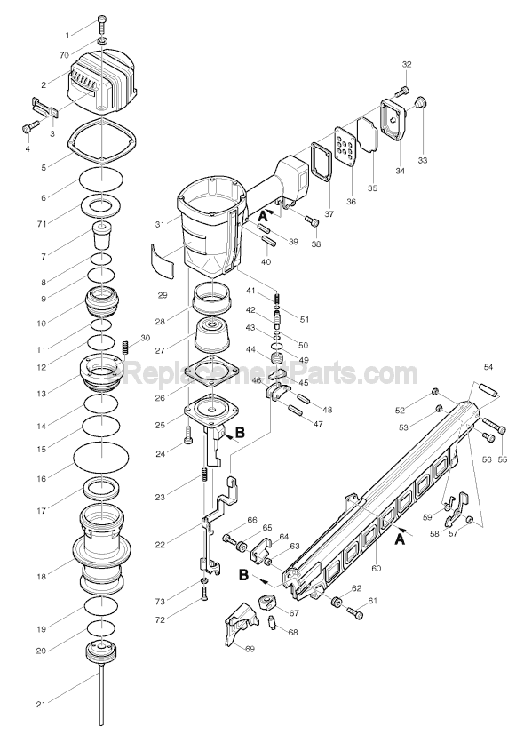 Makita AN8300 Pneumatic Framing Nailer Page A Diagram