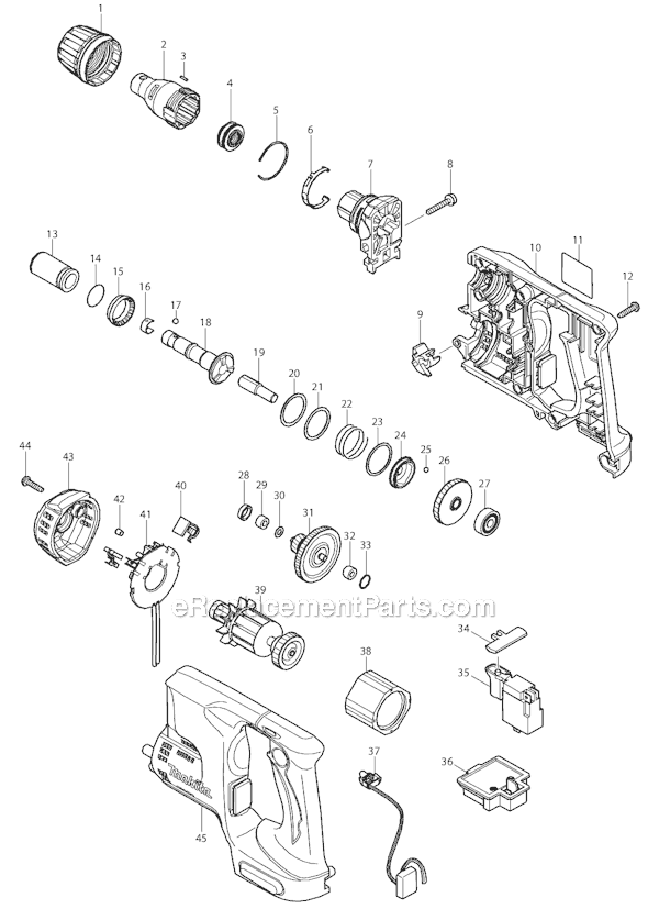 Makita BFS450Z 18V LXT Lithium-Ion Cordless Drywall Screwdriver Page A Diagram