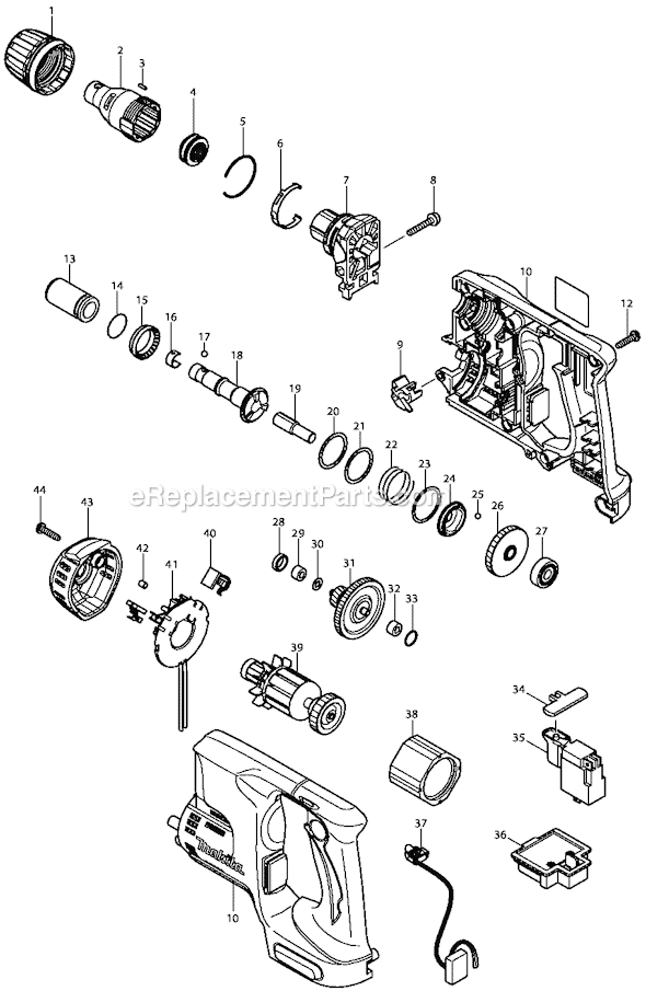 Makita BFS450 18V LXT Lithium-Ion Cordless Drywall Screwdriver Page A Diagram