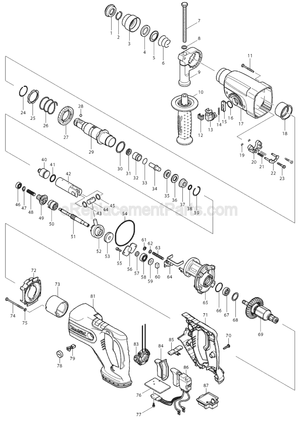 Makita BHR240 Rotary Hammer Page A Diagram