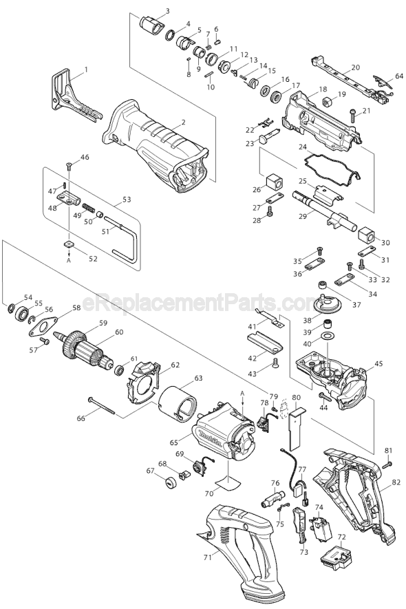 Makita BJR181 Reciprocating Saw Page A Diagram