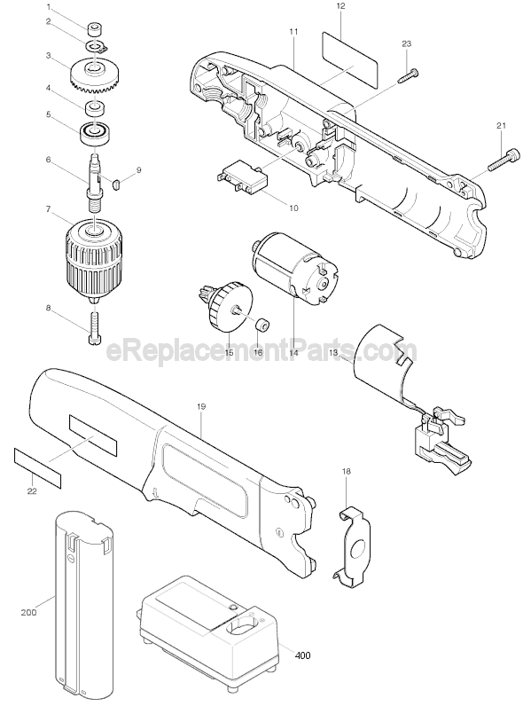 Makita DA302D Cordless Angle Drill Page A Diagram