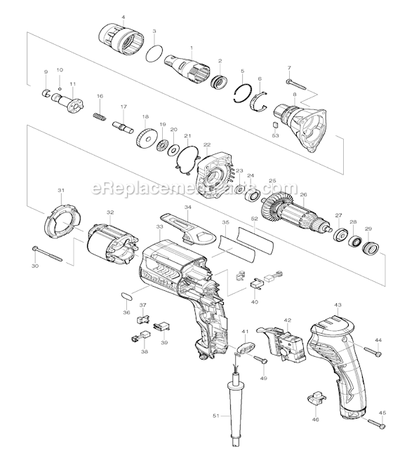 Makita FS6200TP Drywall Screwdriver with 50-ft Twist-Lock Cord Page A Diagram