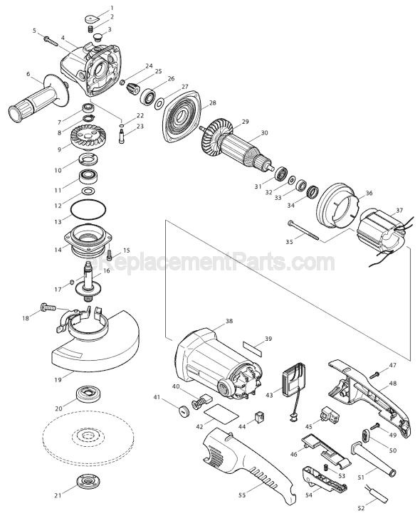 Makita GA7011C Angle Grinder Page A Diagram