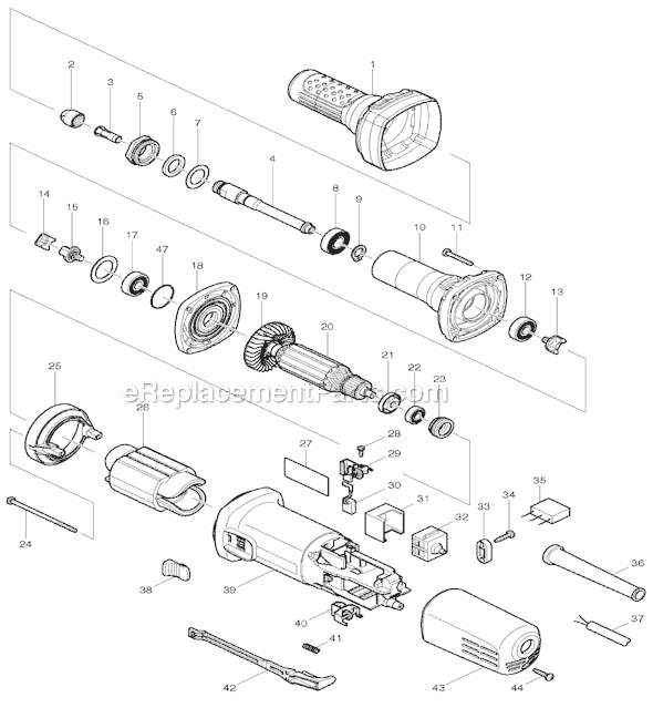 Makita GD0601 1/4" Die Grinder Page A Diagram