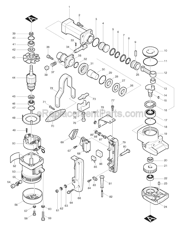 Makita HM1211B Demolition Hammer Page A Diagram