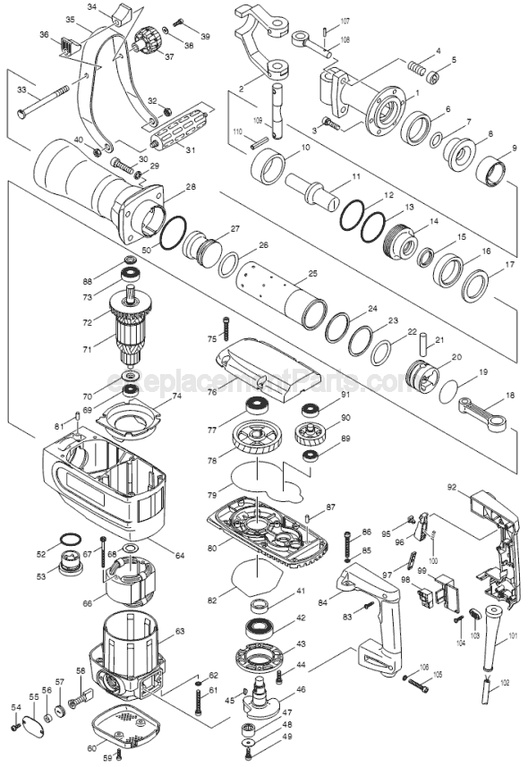 Makita HM1304B Demolition Hammer Page A Diagram