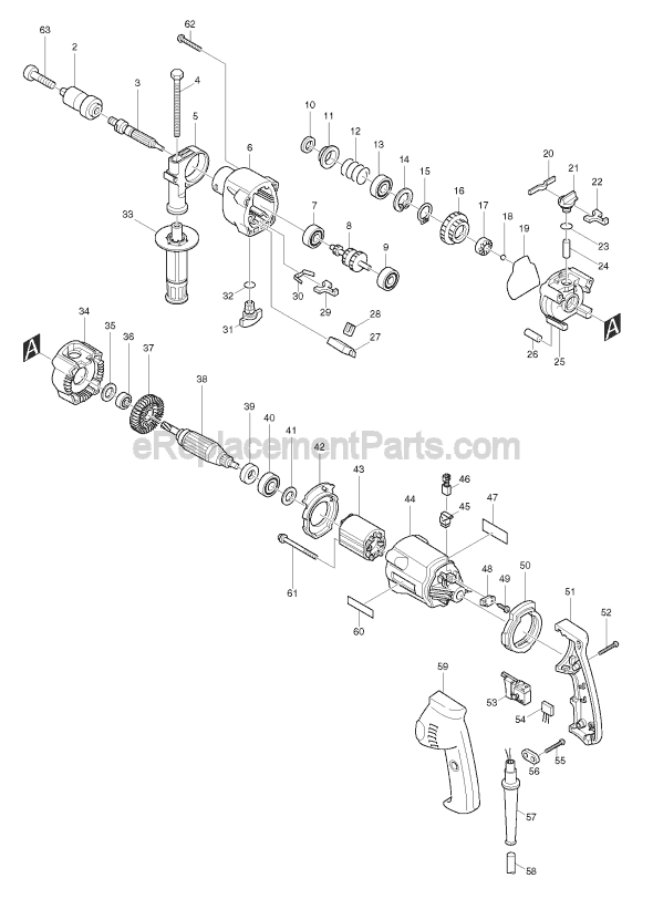 Makita HP2031 Hammer Drill Page A Diagram
