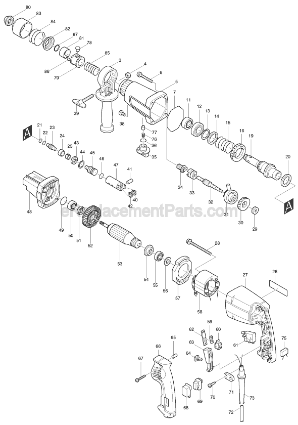 Makita HR2400 Rotary Hammer Page A Diagram