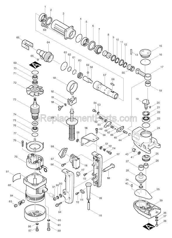 Makita HR3851 Rotary Hammer Page A Diagram