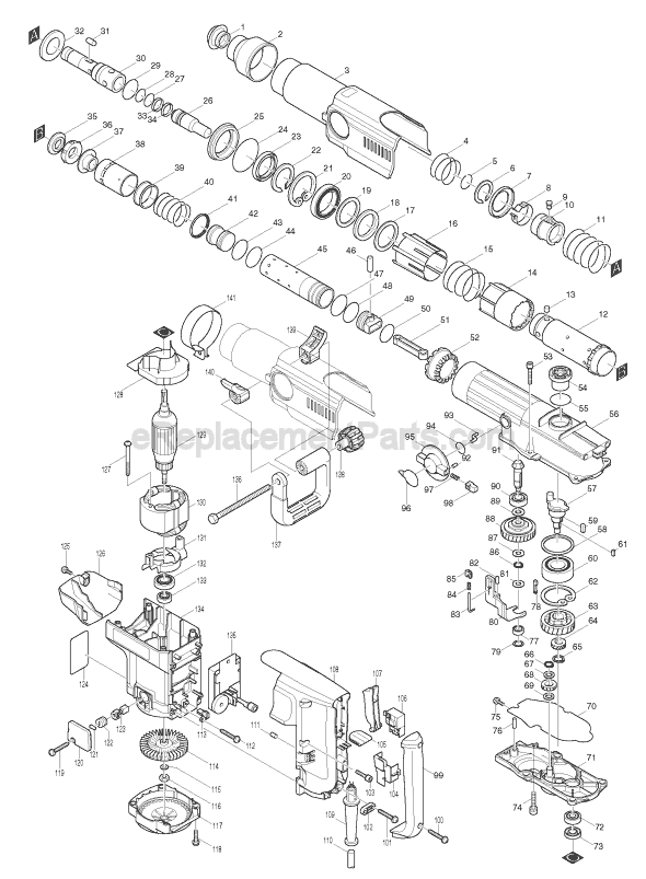 Makita HR5001C Rotary Hammer Page A Diagram