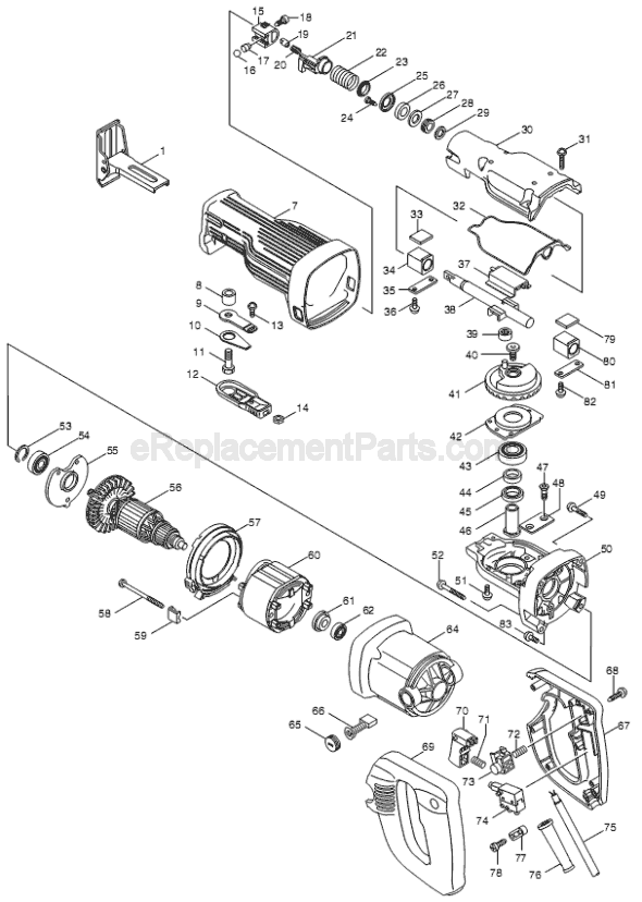 Makita JR3030T Reciprocating Saw Page A Diagram