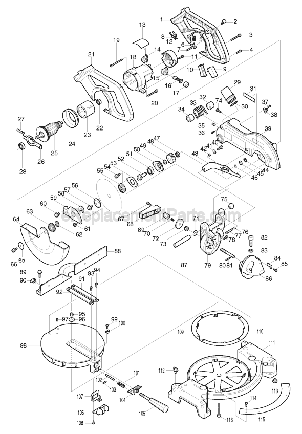 Makita LS800D Cordless Compound Miter Saw Page A Diagram