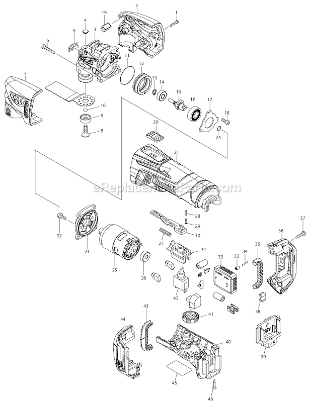 Makita LXMT02Z 18V LXT Lithium-Ion Cordless Multi-Tool Page A Diagram
