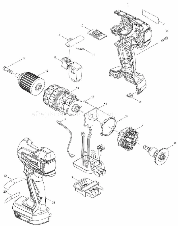 Makita LXPH05 18V LXT Lithium-Ion Brushless Cordless 1/2 Hammer Driver-Drill Page A Diagram