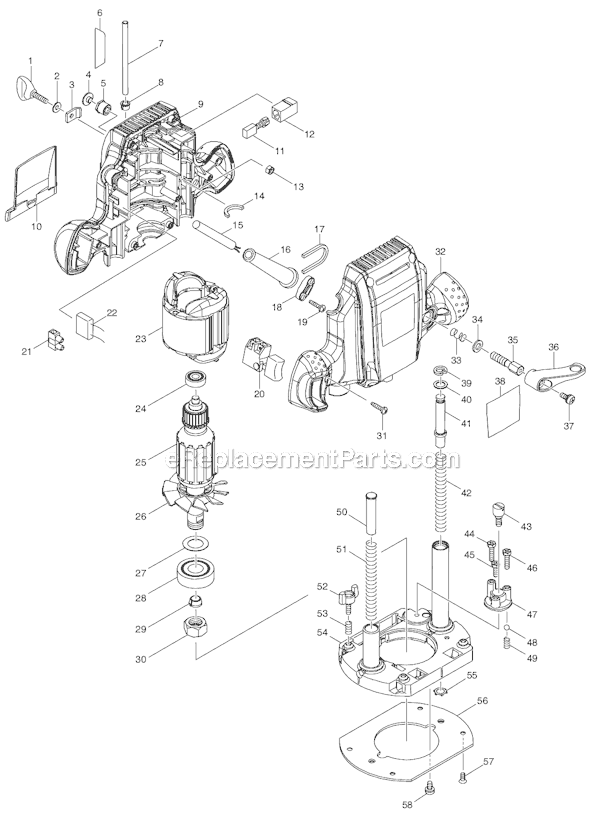 Makita RP0900K 1-1/4 HP Plunge Router Page A Diagram