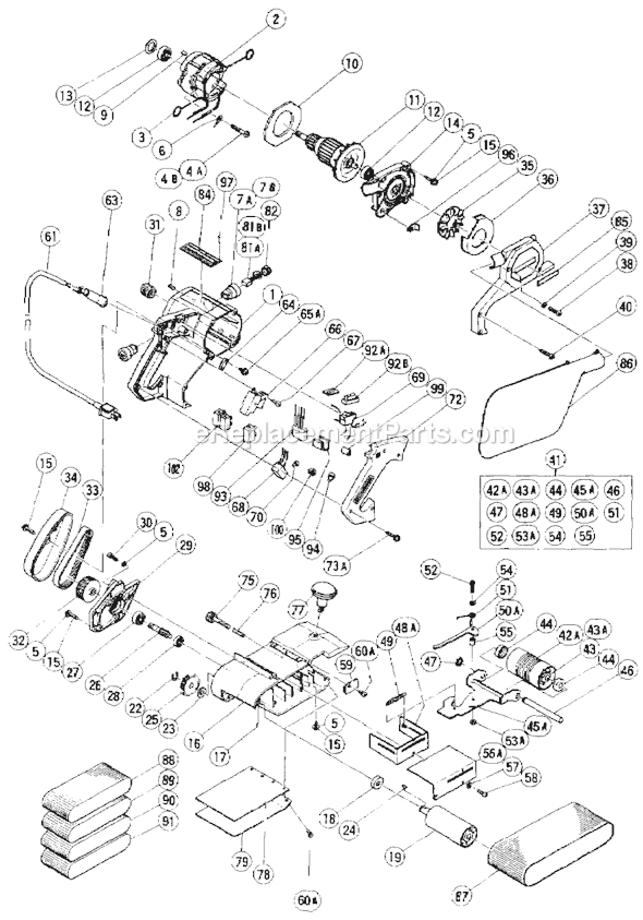 Metabo HPT (Hitachi) SB-110 Belt Sander Page A Diagram