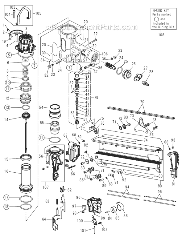 Max HS130 130mm Stick Nailer Page A Diagram