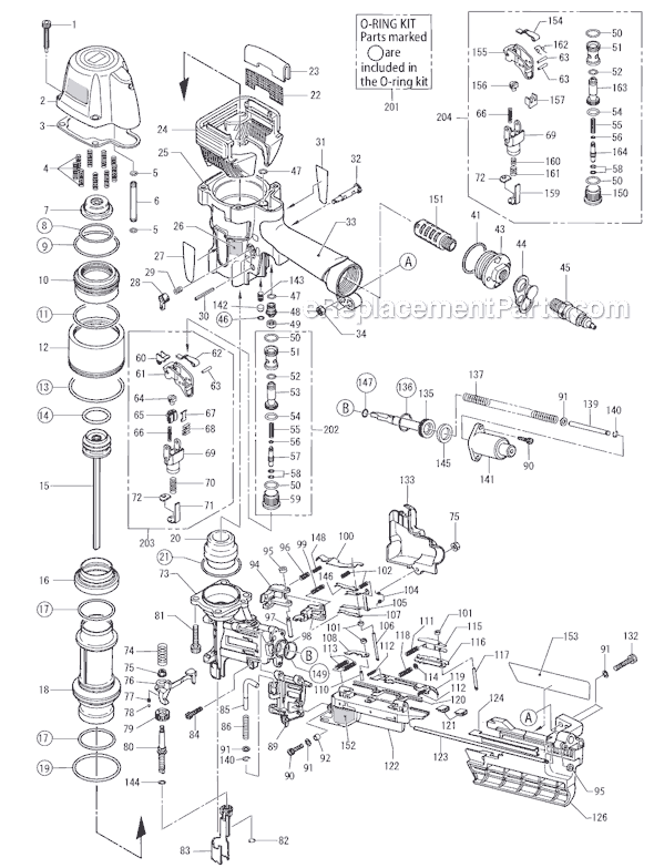 Max HS90A Full Round Head Stick Nailer Page A Diagram