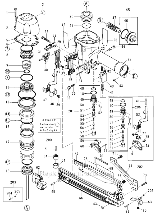 Max TA551/76 Pneumatic Stapler Page A Diagram