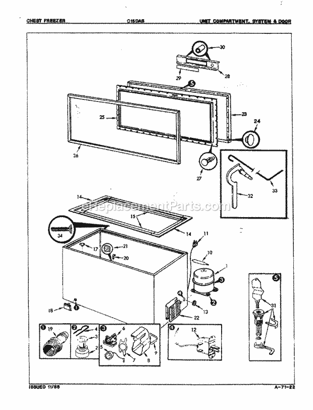 Maytag C15DAB (8H010) Mfg Number Ey74a, Freezer- Chest Unit Compartment & System Diagram
