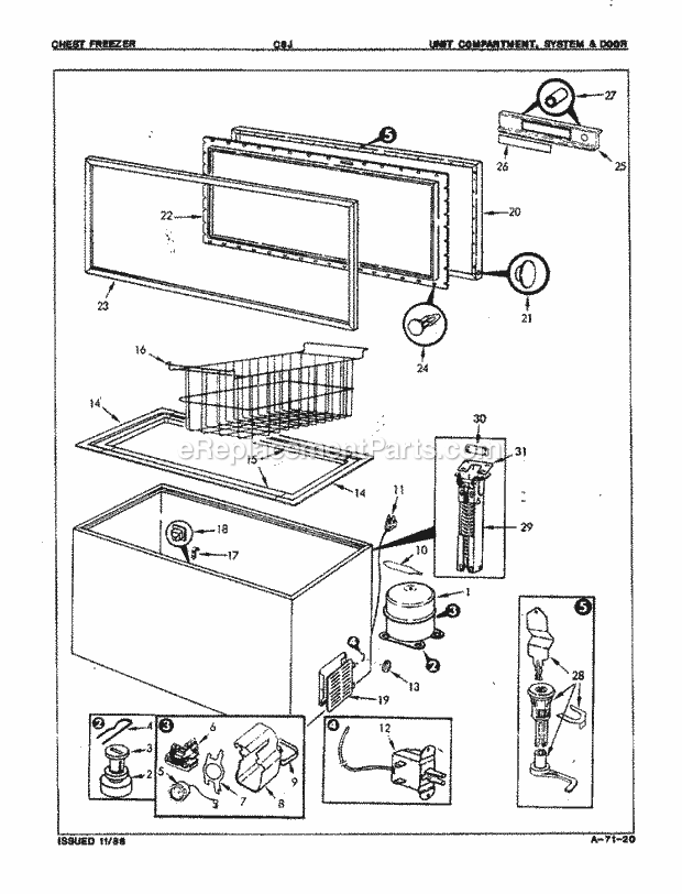 Maytag C8J (8H005) Freezer- Chest Unit Compartment & System Diagram