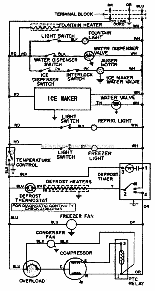 Maytag GS20B4D3EA Side-By-Side Brands Refrigeration Wiring Information Diagram