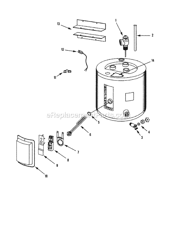 Maytag H62SSUS Electric Maytag Performa Water Heater Body Diagram