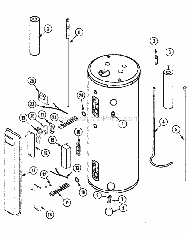 Maytag HE21282PC Electric Water Heater Body Diagram