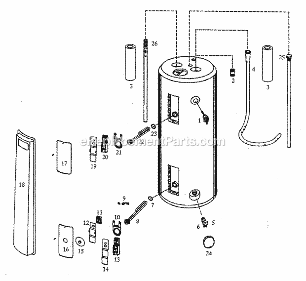 Maytag HE21282TCSA Electric Electric Water Heater Body Diagram