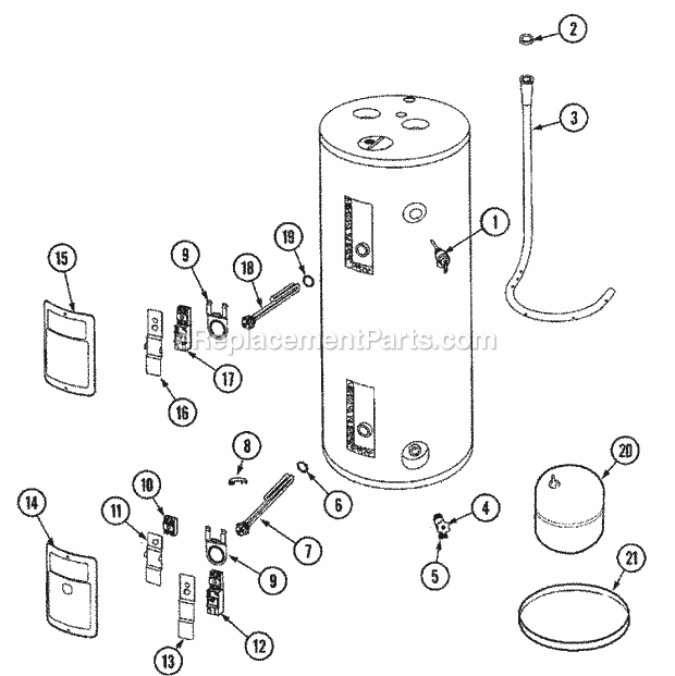 Maytag HE2830T981CSA Electric Electric Water Heater Body Diagram