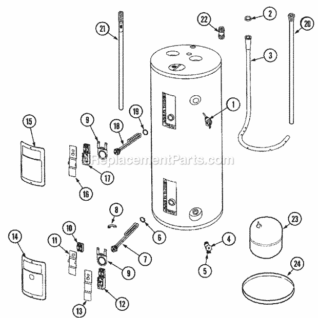 Maytag HE2840L960CSA Electric Electric Water Heater Body Diagram