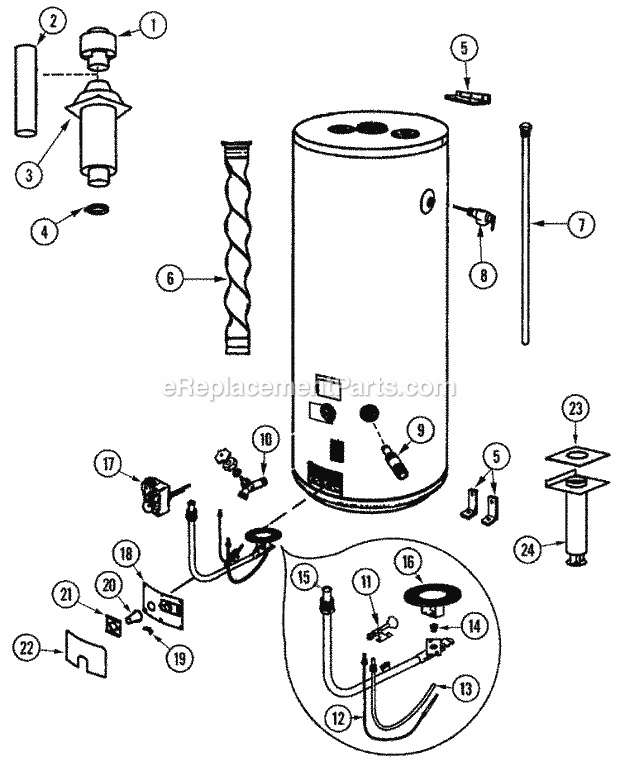 Maytag HM330NHDST Gas Gas Water Heater Body Diagram