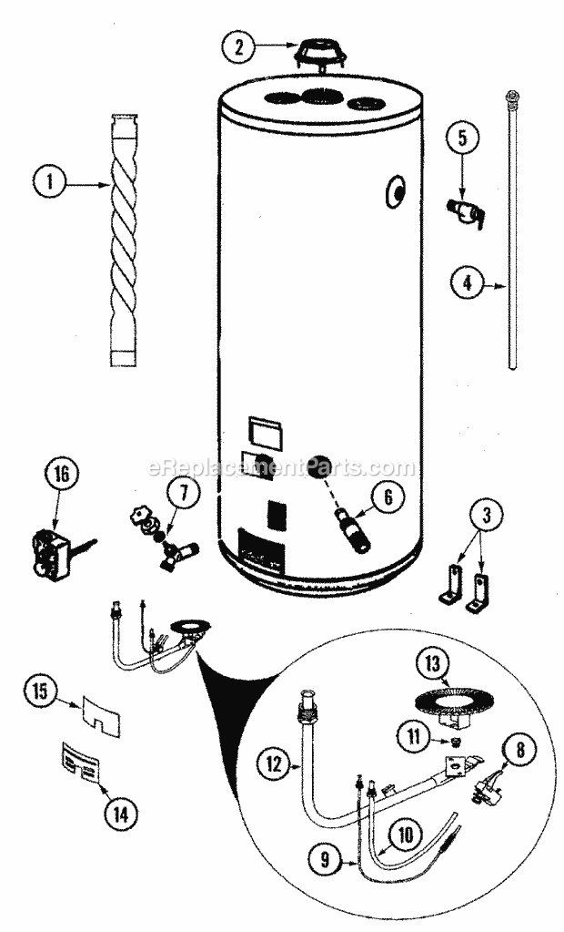 Maytag HM330NHMT Gas Water Heater Body Diagram