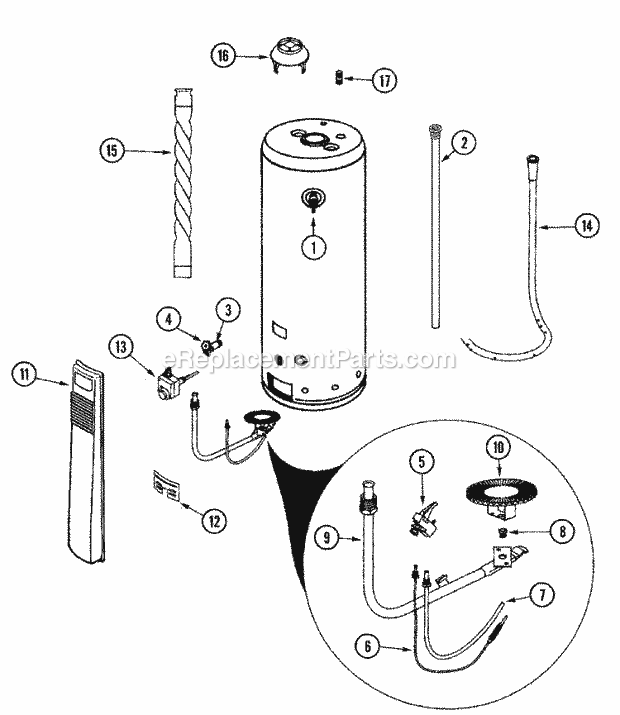 Maytag HP41275QCAN Gas Gas Water Heater Body Diagram