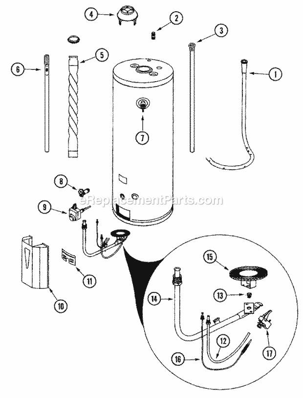 Maytag HX40NARSCGA Gas Water Heater Body Diagram