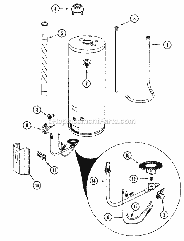 Maytag HX75NQRSCGA Gas Water Heater Body Diagram