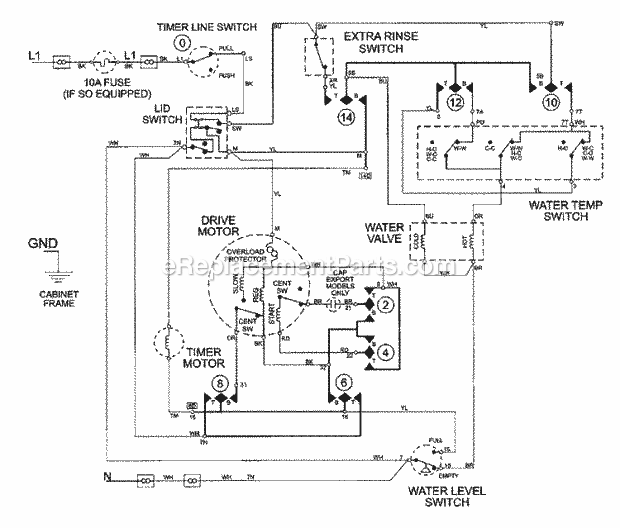 Maytag LAT9457AAQ Washer-Top Loading Wiring Information Diagram