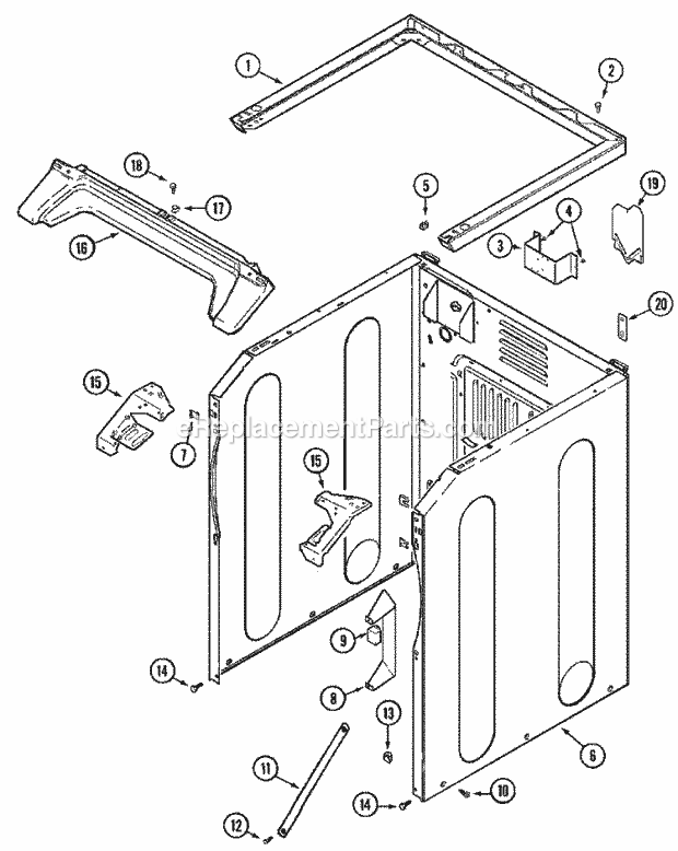 Maytag MLG15PDAXQ Manual, (Dryer Gas) Cabinet - Front (Lower) Diagram