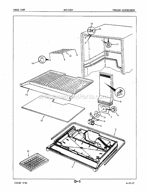 Maytag NNT156DVH (5A51A) Mfg Number 5a51b, Ref - Top Mount Freezer Compartment Diagram