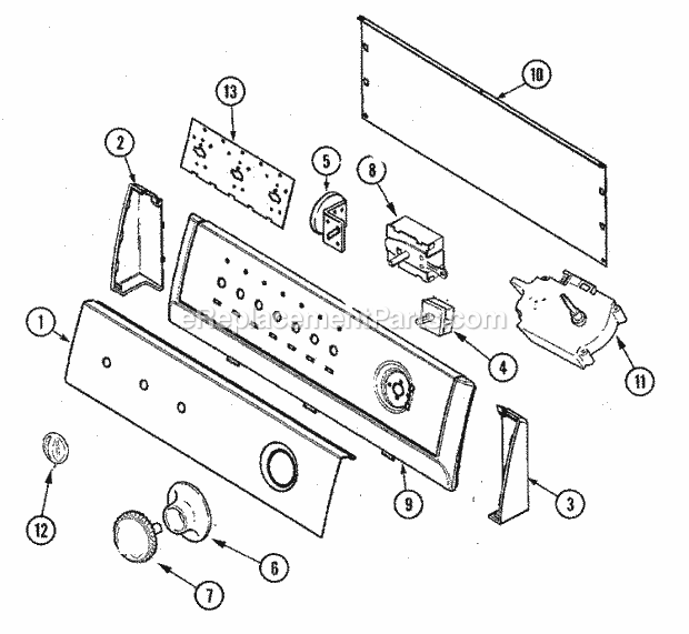 Maytag PAVT244AWQ Residential Washer Control Panel Diagram