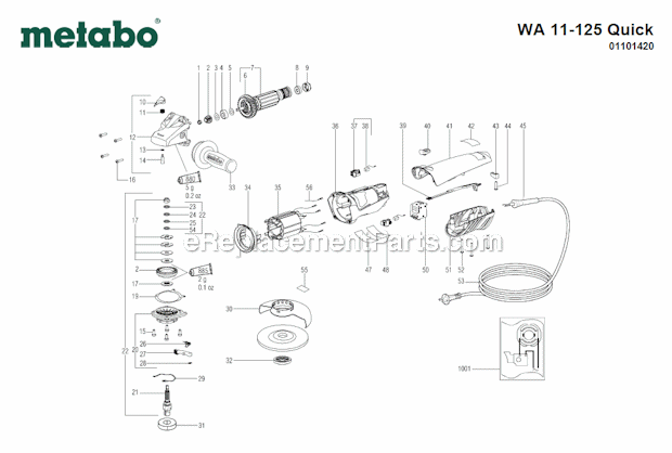 Metabo WA11-125 Quick (01101420) Angle Grinder Page A Diagram