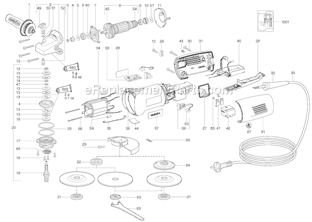 Metabo WE14-150Plus (00286420) 1400W Angle Grinder Page A Diagram