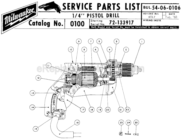 Milwaukee 0100 (SER 72-133917) Electric Drill / Driver Page A Diagram