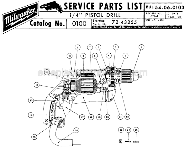 Milwaukee 0100 (SER 72-43255) Electric Drill / Driver Page A Diagram