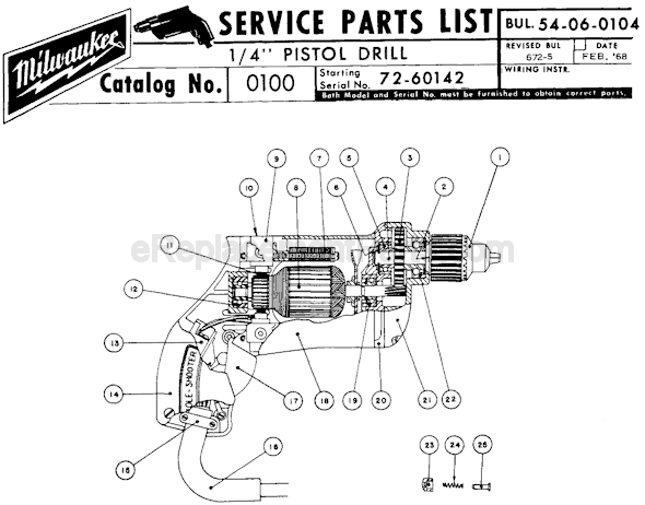 Milwaukee 0100 (SER 72-60142) Electric Drill / Driver Page A Diagram