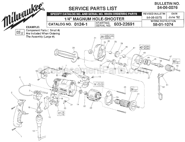 Milwaukee 0124-1 (SER 603-22691) Electric Drill / Driver Page A Diagram
