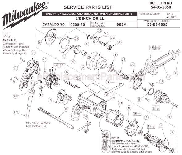 Milwaukee 0200-20 (SER 065A) Electric Drill / Driver Page A Diagram